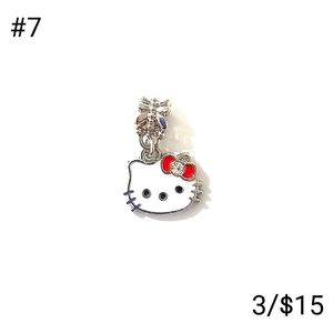 Silver Hello Kitty Red Bow Dangle Charm
